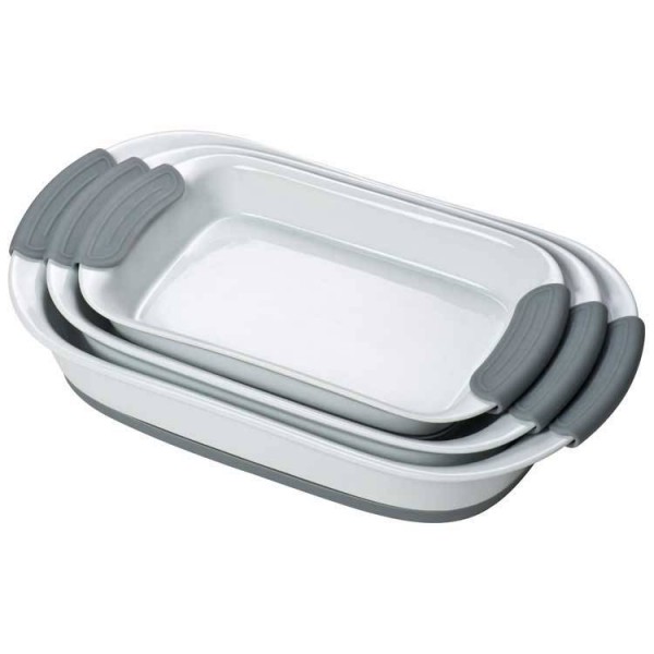 Набор из 3х фарфоровых блюд с силиконовыми ручками и днищем - 88895 Набор из 3х фарфоровых блюд с силиконовыми ручками и днищем - 88895