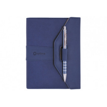 Бизнес-организатор с ручкой, 135*185 мм, на кольцах, синий, с ручкой, бумага 80 г/м2, кремовый